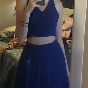 Royal Blue 2 piece prom dress.